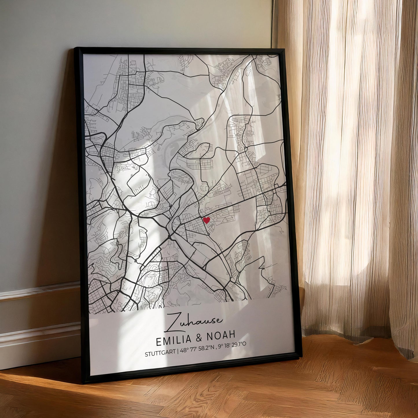 Koordinaten Poster Stadtkarte – Personalisiertes Bild als Einzugsgeschenk oder Erinnerung