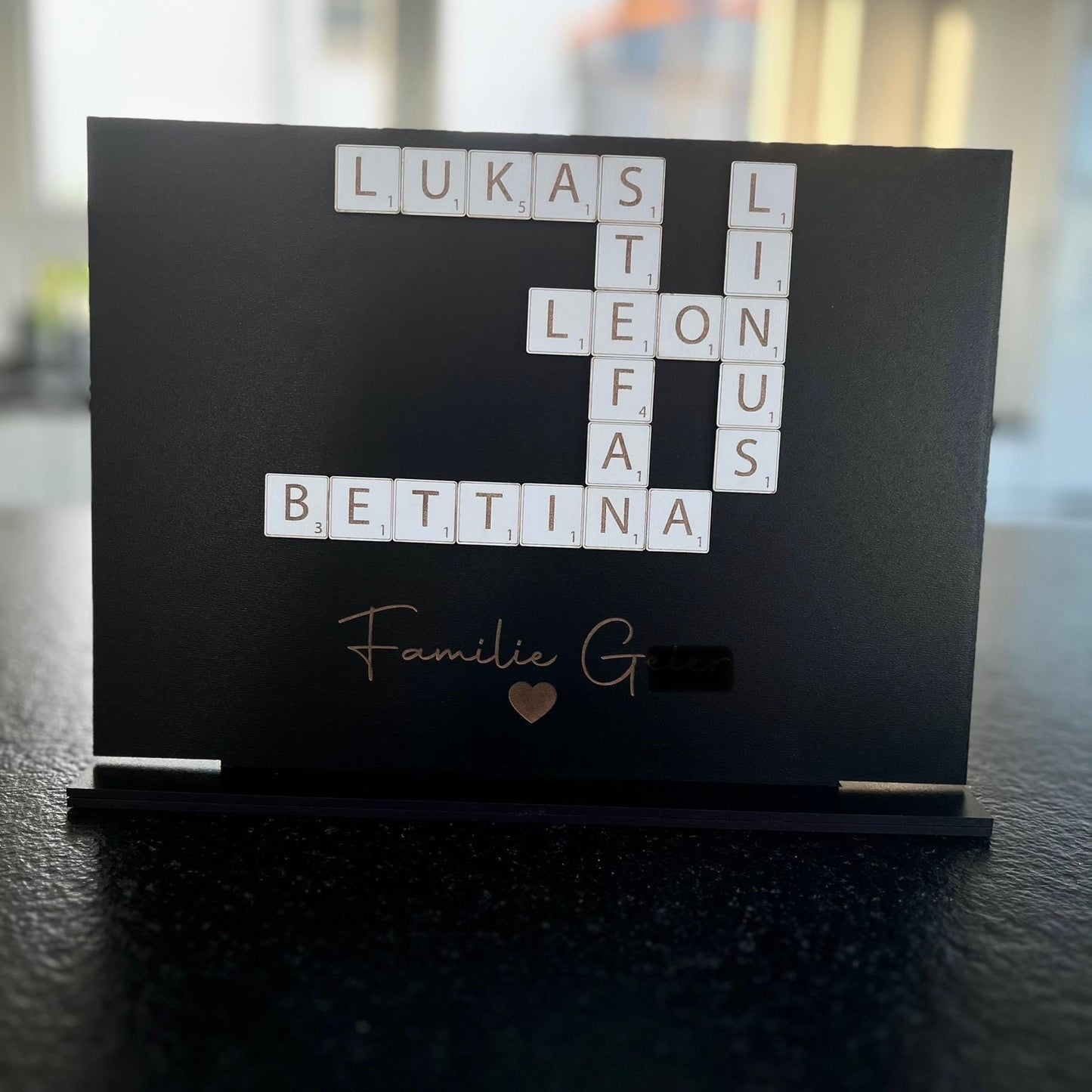 Personalisiertes Familienbild Scrabble Geschenk Hochzeit, Familie, Muttertag, Valentinstag, Ostern, Weihnachten, Vatertag, Mama, Papa, Oma