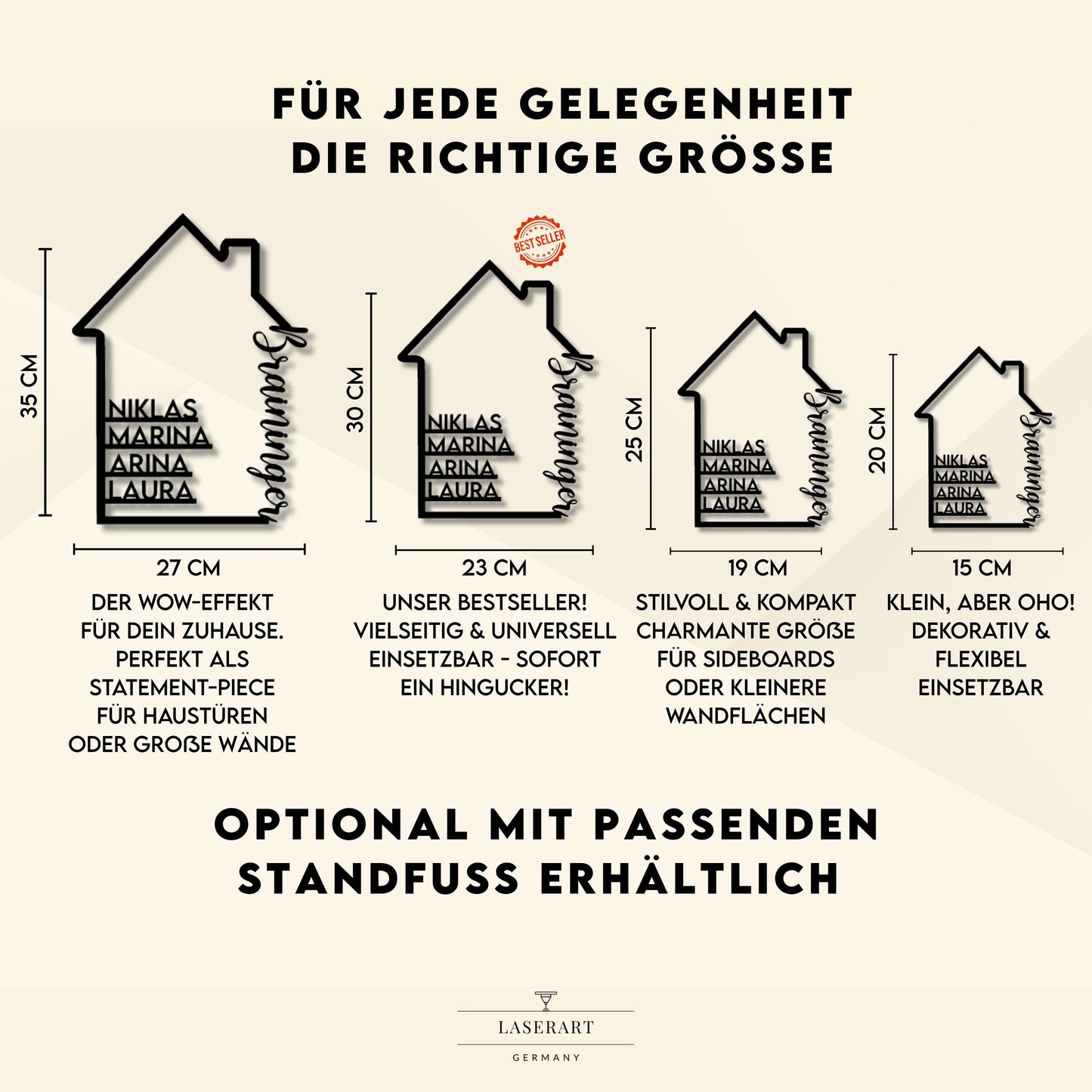 Familienschild aus Holz personalisiert – Geschenk für Einzug, Hochzeit & Familie