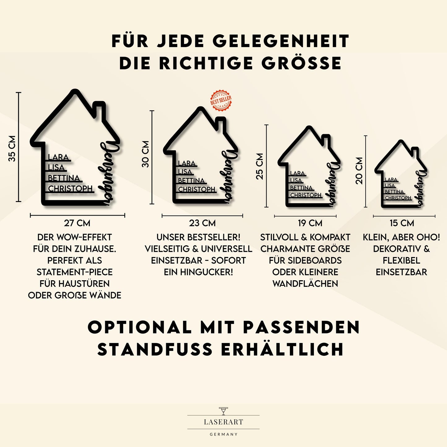 Familienschild aus Holz personalisiert – Geschenk zur Hochzeit, Einzug & Familie
