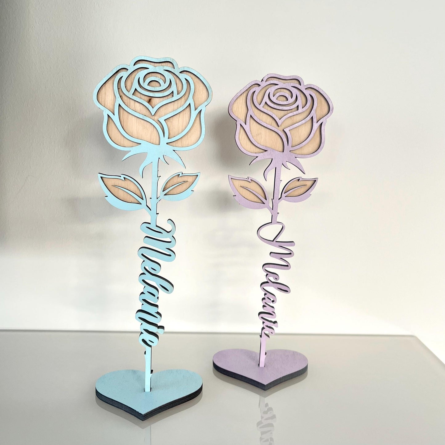 Personalisierte Rose aus Holz – 3D Blumengeschenk & Dekoration
