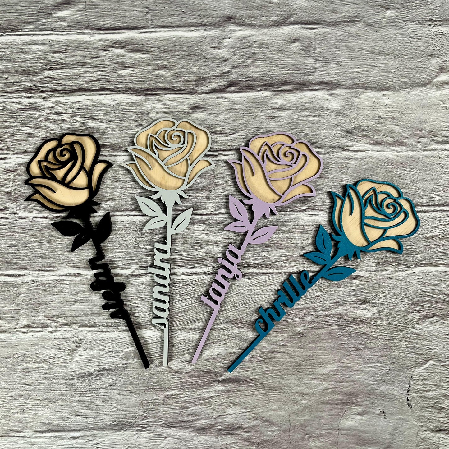 Personalisierte Rose aus Holz Geschenkidee für Paare, Hochzeit & Jahrestag | Valentinstag Geschenk Rose | Romantisches Blumengeschenk