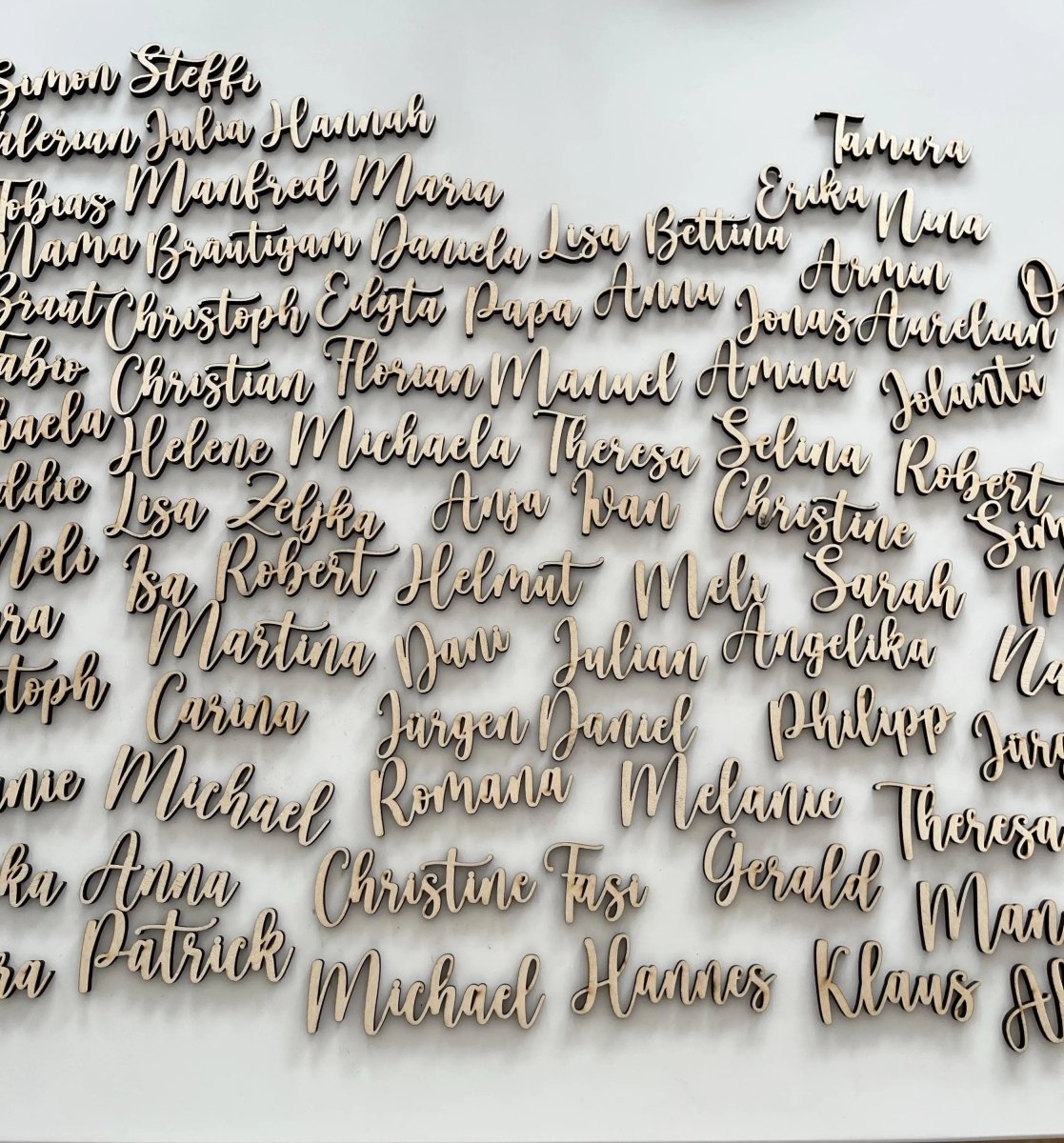 Namensschild aus Holz Platzkarte Schriftzug | 3mm - LaserArt Germany