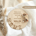 Personalisiertes Geldgeschenk zur Taufe aus Holz – mit Name, Datum & Spruch - LaserArt Germany