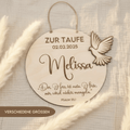 Personalisiertes Geschenk zur Taufe als Taufschild mit Friedenstaube - LaserArt Germany