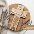 Personalisiertes Taufkreuz aus Holz mit Acryl - Name - LaserArt Germany