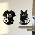 Türschild personalisiert | Sport Namensschild Holz - LaserArt Germany