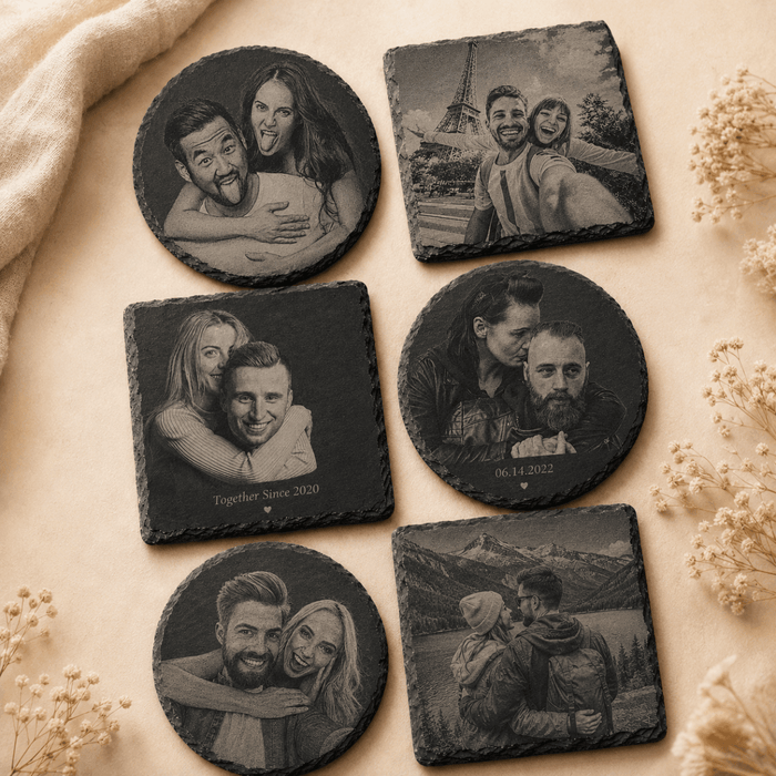 Schiefer Untersetzer mit Foto, personalisiertes Geburtstagsgeschenk