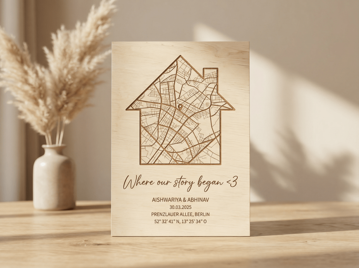 Koordinatenkarte personalisiert: Die emotionalste Erinnerung an einen besonderen Ort - LaserArt Germany
