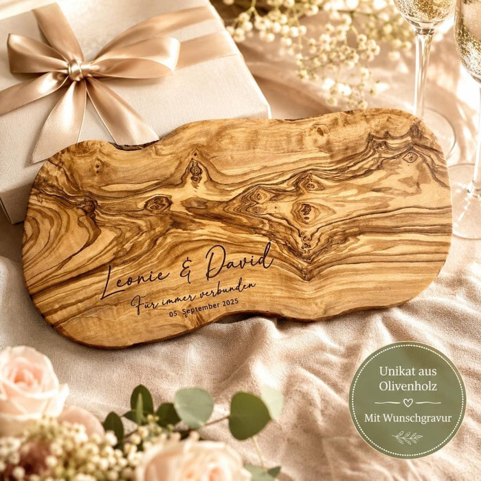 Olivenholzbrett mit Gravur als Hochzeitsgeschenk: Der komplette Ratgeber - LaserArt Germany