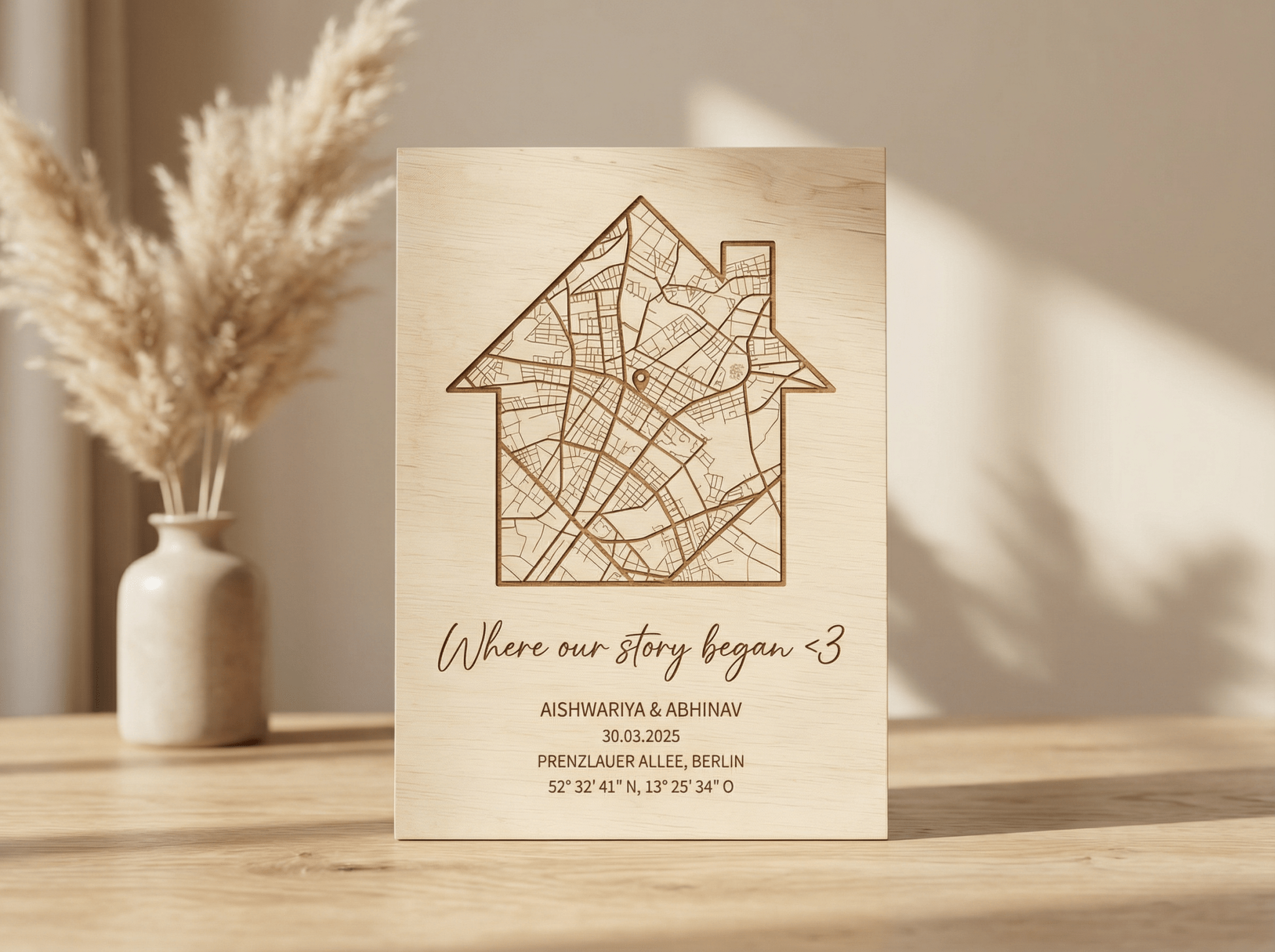 Personalisierte Koordinaten-Bilder – Erinnerungen als stilvolle Wandkunst - LaserArt Germany