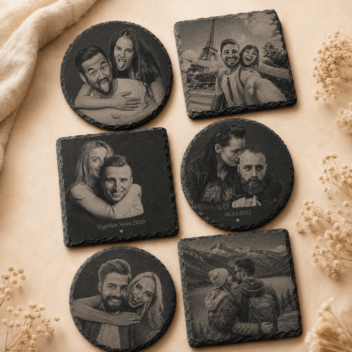Schiefer Untersetzer mit Foto, personalisiertes Geburtstagsgeschenk