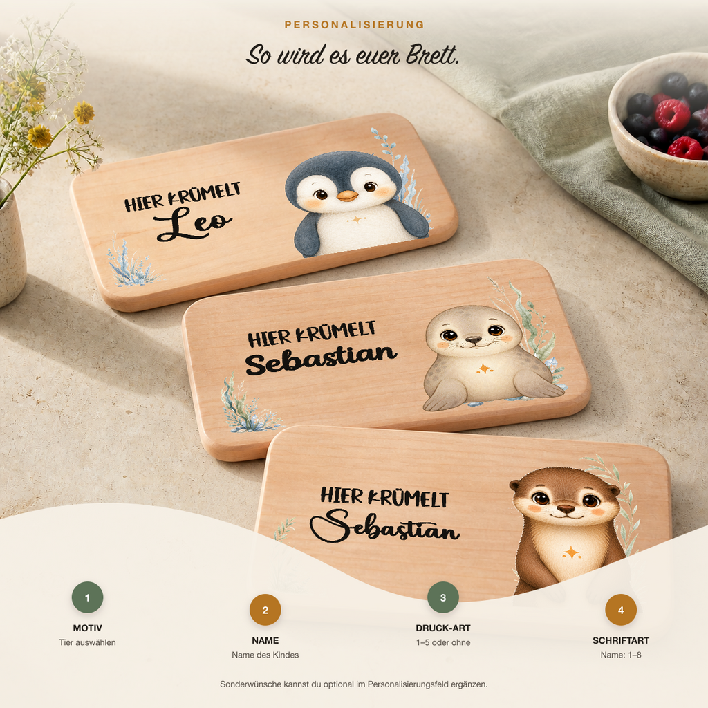 Frühstücksbrettchen personalisiert - Küste & Polarwelt
