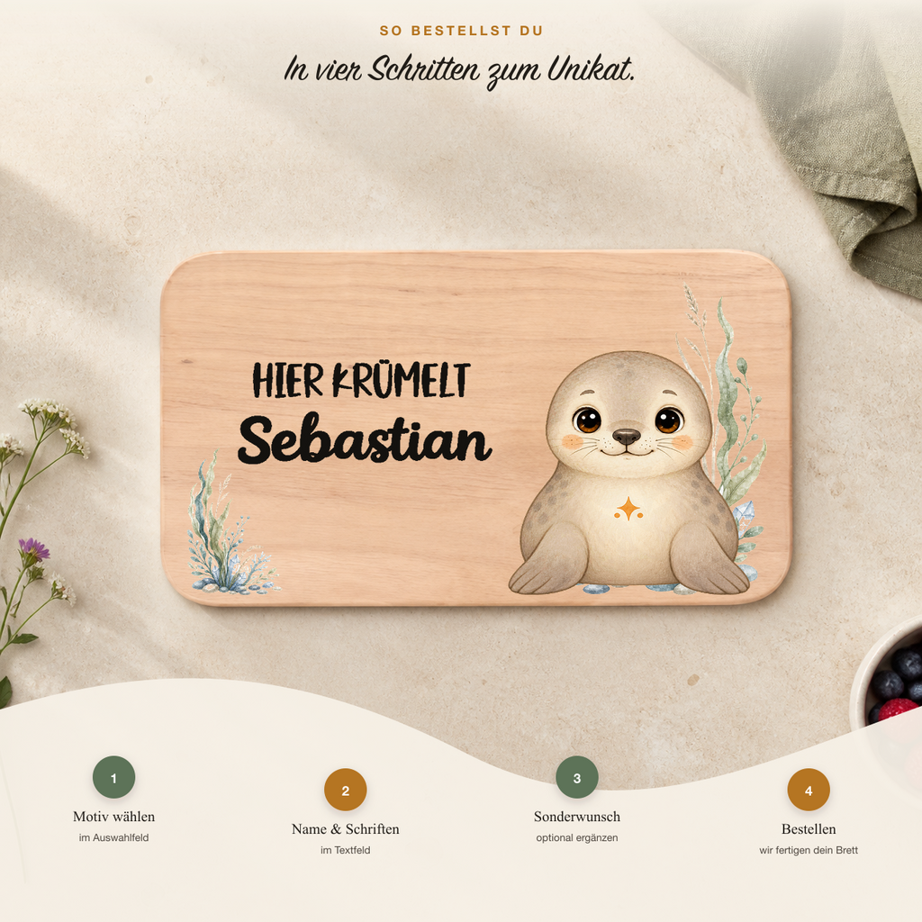 Frühstücksbrettchen personalisiert - Küste & Polarwelt