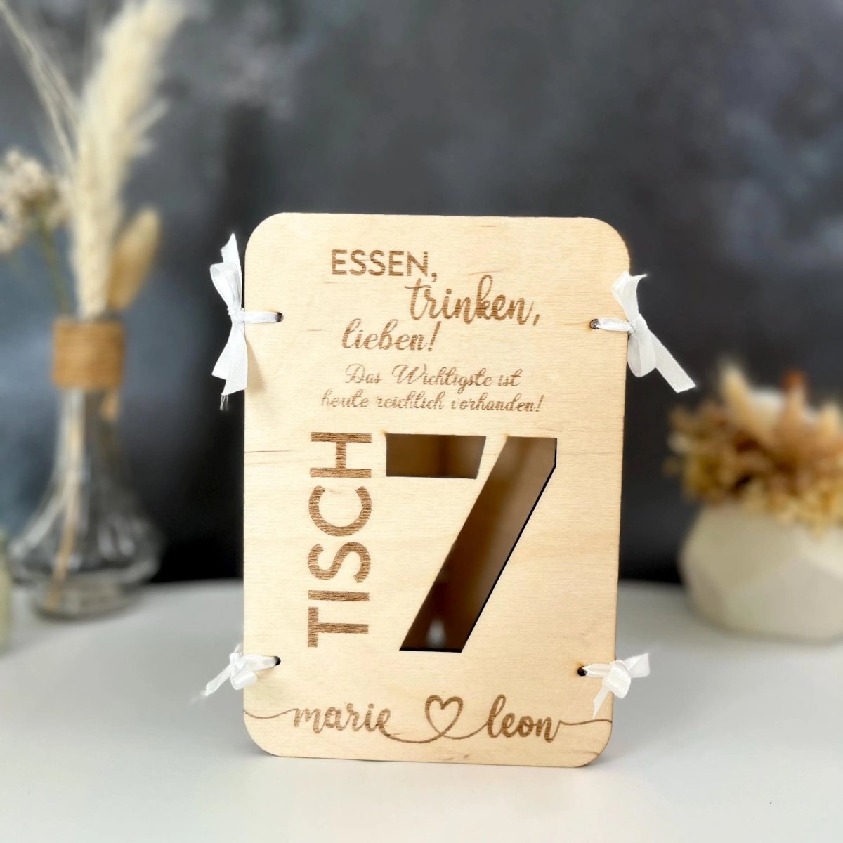 3in1 Holz Menükarte | Getränkekarte | Tischnummer | Sitzplan | Essenskarte - LaserArt Germany