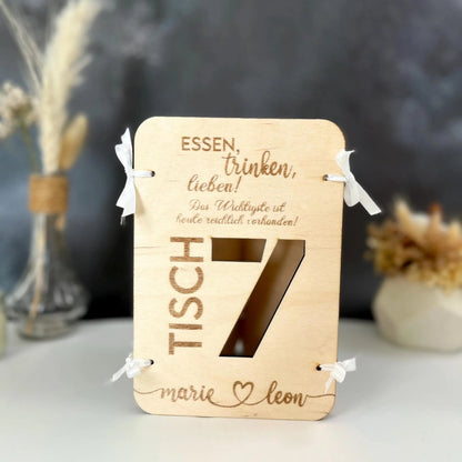 3in1 Holz Menükarte | Getränkekarte | Tischnummer | Sitzplan | Essenskarte - LaserArt Germany