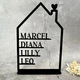 Familienschild personalisiert mit Vornamen aller Familienmitglieder.