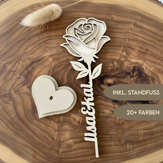 Personalized Wooden Rose | Gift Idea for Couples, Wedding &amp; Anniversary