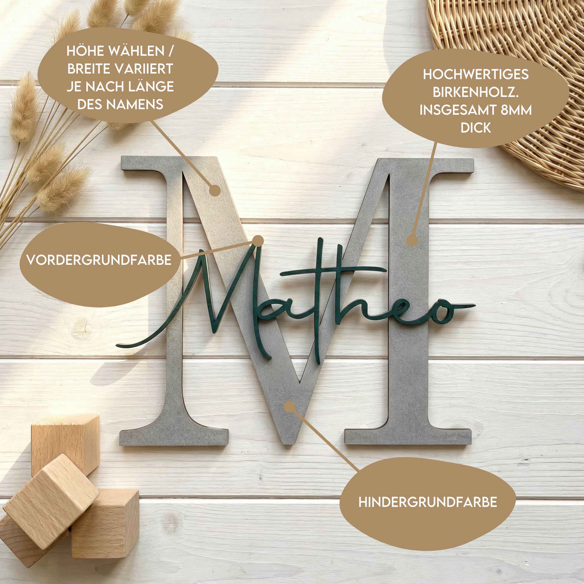 Kinderzimmer Türschild aus Holz | Namensschild Kinderzimmer