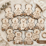 Baby Meilensteine aus Holz personalisiert | Waldtiere & Bär - LaserArt Germany