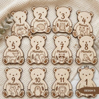 Baby Meilensteine aus Holz Waldtiere Bär personalisiert – In der Geschenkverpackung