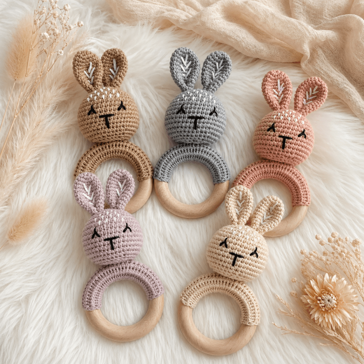 Baby-Rassel Hase Modern personalisiert – Draufsicht auf die Rassel