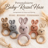 Baby - Rassel Hase Modern | personalisiert - LaserArt Germany
