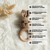 Baby Rassel personalisiert & gehäkelt | Greifling | Hasen modern - LaserArt Germany