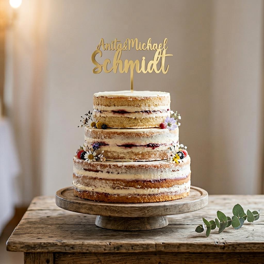 Cake Topper aus Acryl personalisiert – Frontalansicht auf der Torte