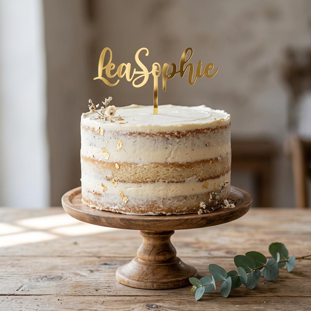 Cake Topper aus Acryl personalisiert – Seitenansicht
