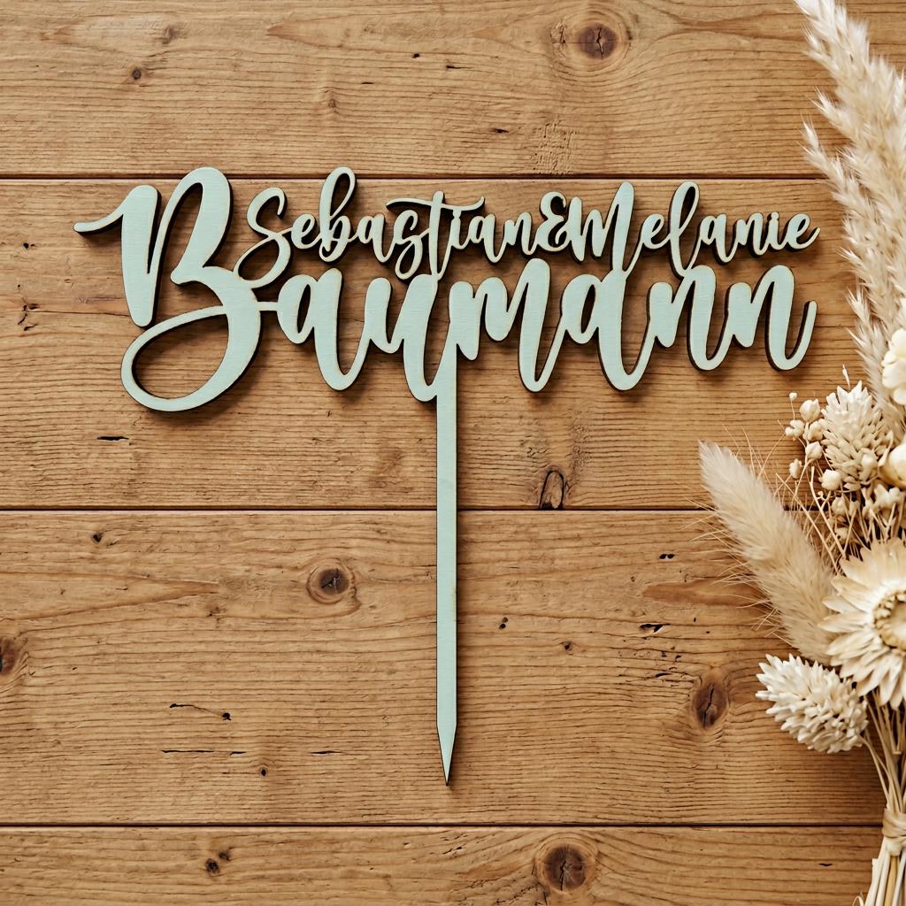 Cake Topper aus Holz personalisiert | Geburtstag & Hochzeit - LaserArt Germany