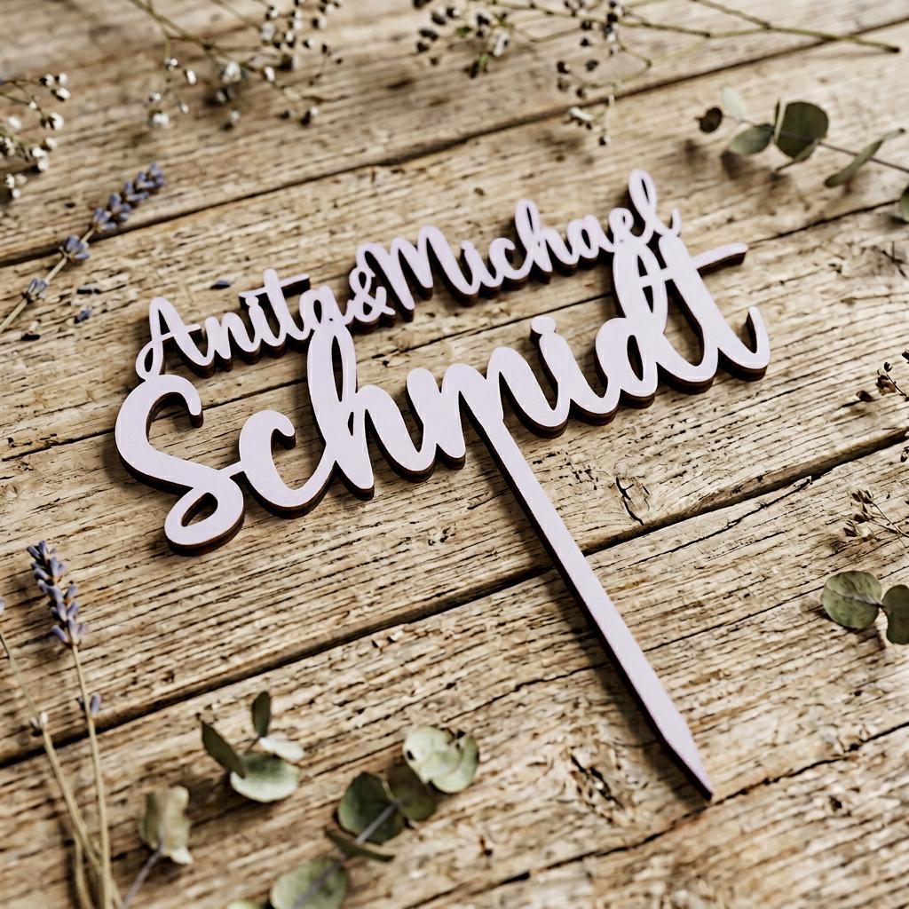 Cake Topper aus Holz personalisiert | Geburtstag & Hochzeit - LaserArt Germany
