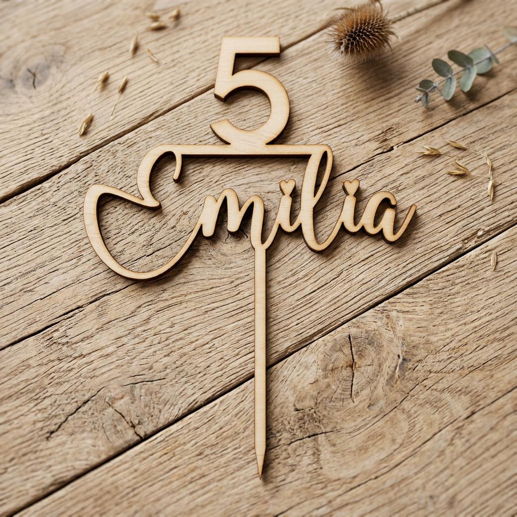 Cake Topper aus Holz personalisiert | Geburtstag & Hochzeit - LaserArt Germany