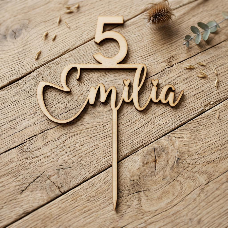 Cake Topper aus Holz personalisiert | Geburtstag & Hochzeit - LaserArt Germany