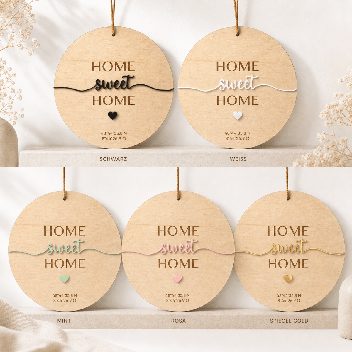 Einzugsgeschenk Koordinaten aus Holz und Acryl | personalisiert - LaserArt Germany