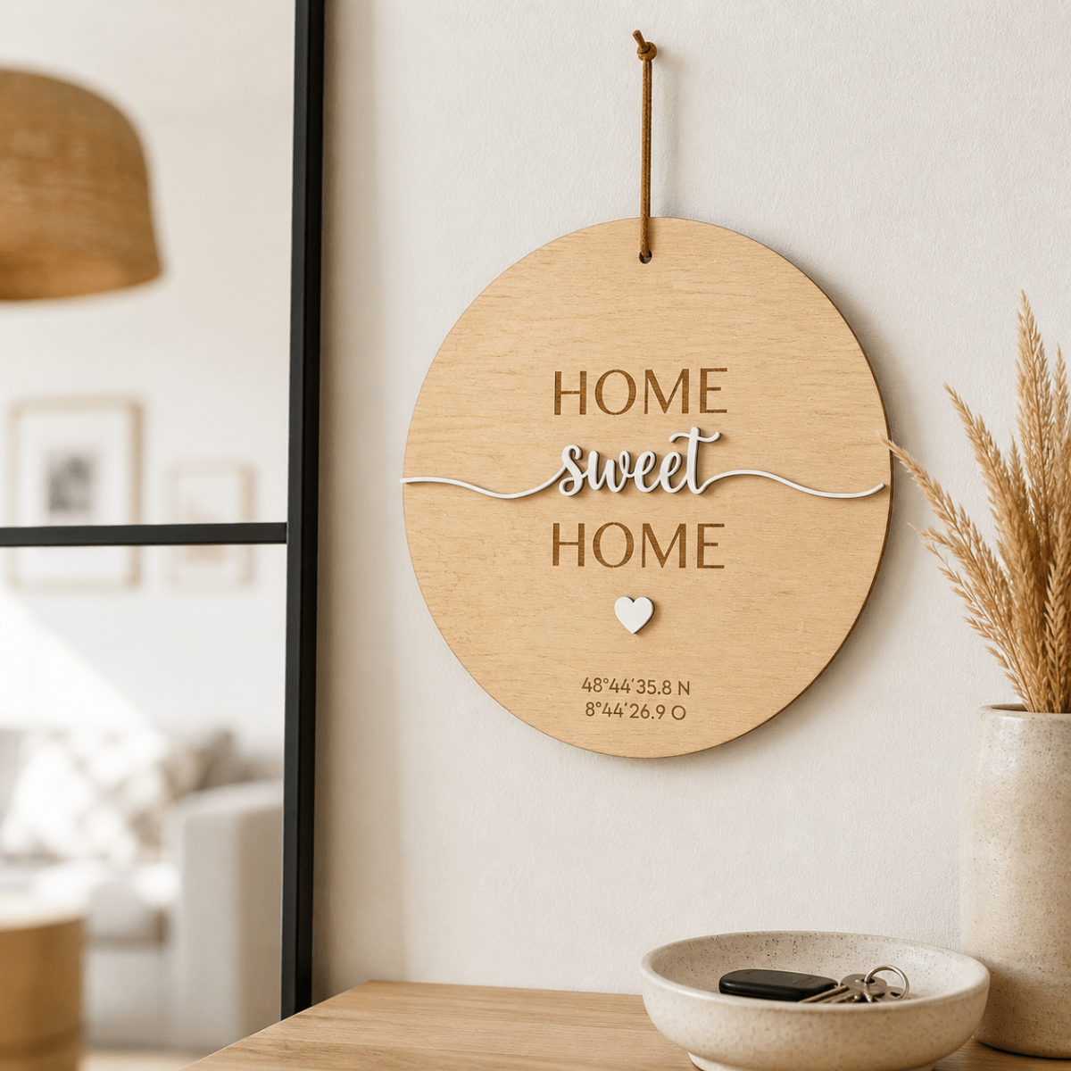 Einzugsgeschenk Koordinaten aus Holz und Acryl | personalisiert - LaserArt Germany