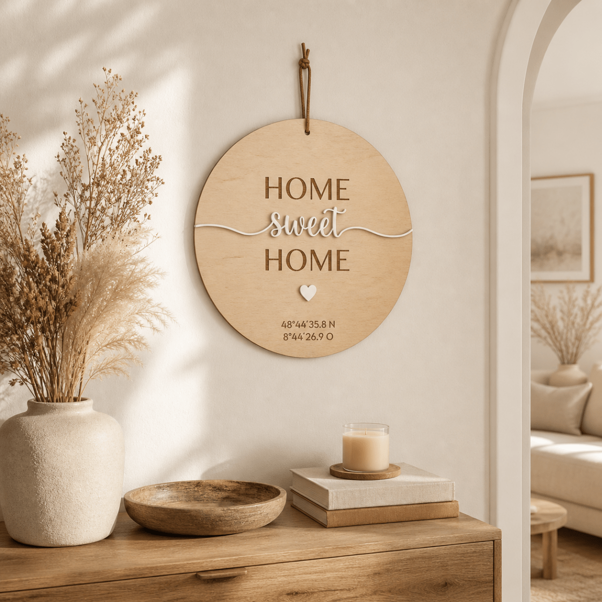 Einzugsgeschenk Koordinaten aus Holz und Acryl | personalisiert - LaserArt Germany
