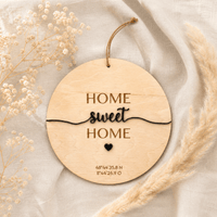 Einzugsgeschenk Koordinaten aus Holz und Acryl | personalisiert - LaserArt Germany