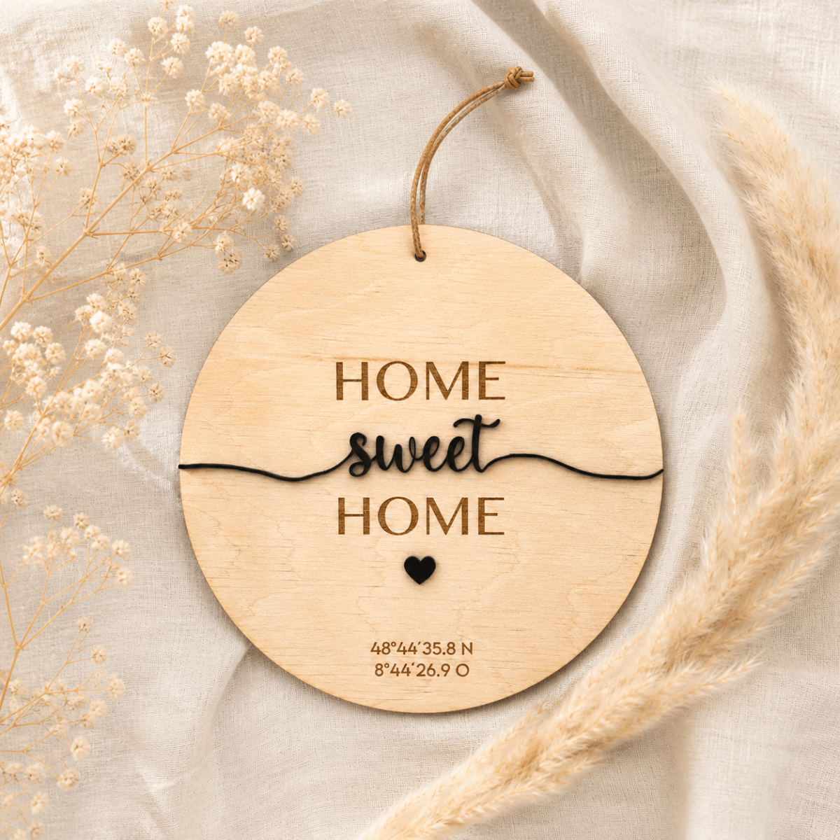 Einzugsgeschenk Koordinaten aus Holz und Acryl | personalisiert - LaserArt Germany