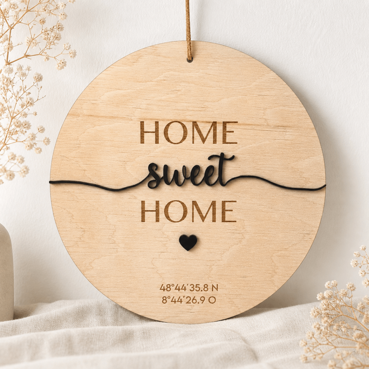 Einzugsgeschenk Koordinaten aus Holz und Acryl | personalisiert - LaserArt Germany