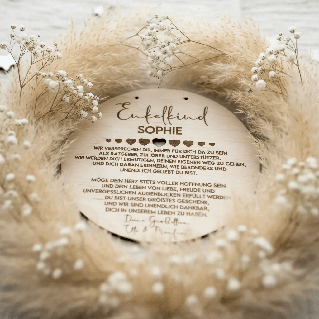 Enkelkind Taufgeschenk aus Holz von Oma Opa - LaserArt Germany