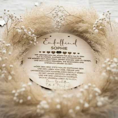 Enkelkind Taufgeschenk aus Holz von Oma Opa - LaserArt Germany