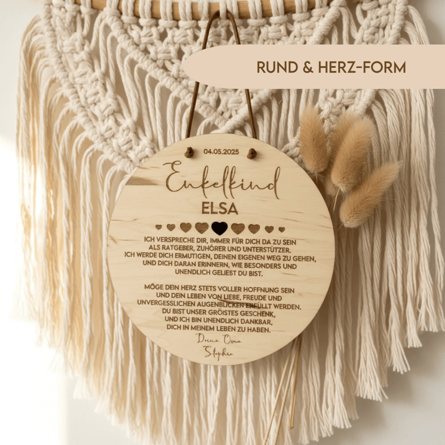 Enkelkind Taufgeschenk aus Holz von Oma Opa - LaserArt Germany