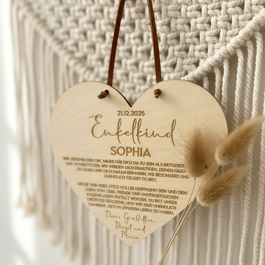 Enkelkind Taufgeschenk aus Holz von Oma Opa - LaserArt Germany