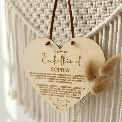 Enkelkind Taufgeschenk aus Holz von Oma Opa - LaserArt Germany