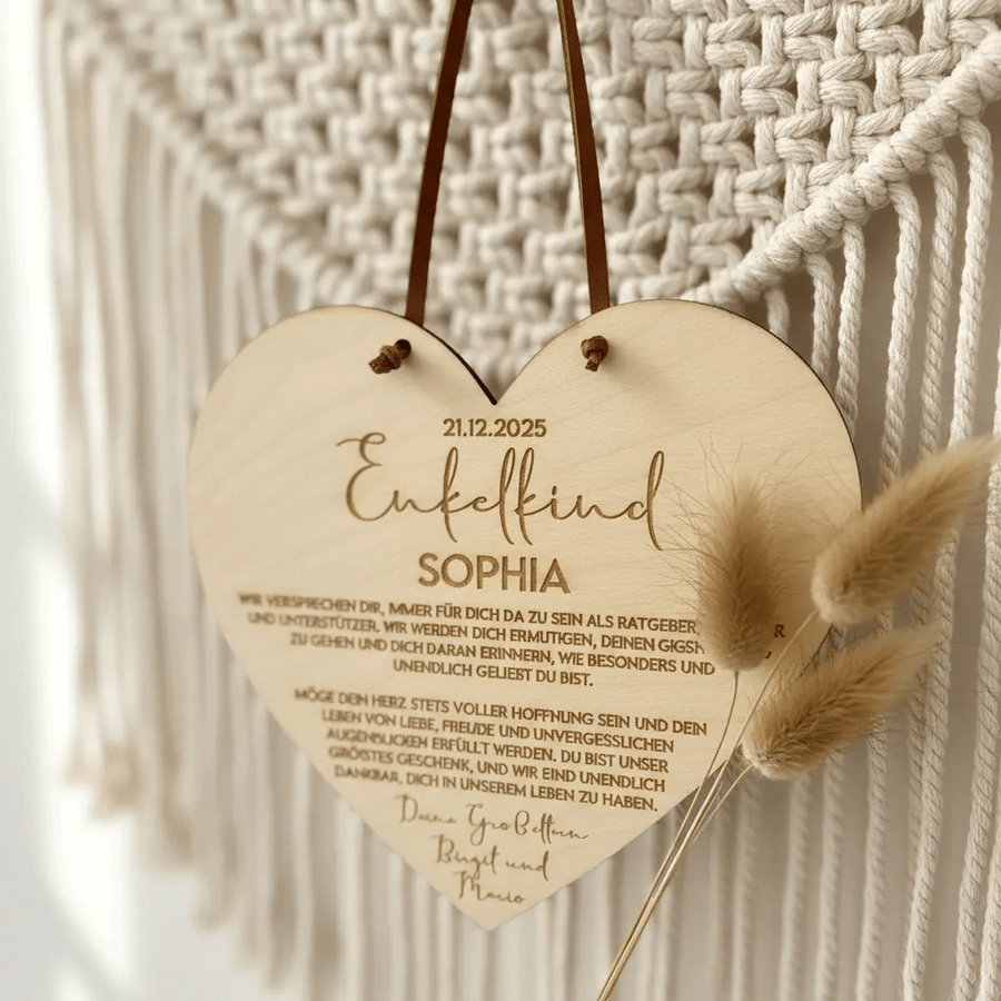 Enkelkind Taufgeschenk aus Holz von Oma Opa - LaserArt Germany