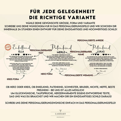 Enkelkind Taufgeschenk aus Holz von Oma Opa - LaserArt Germany