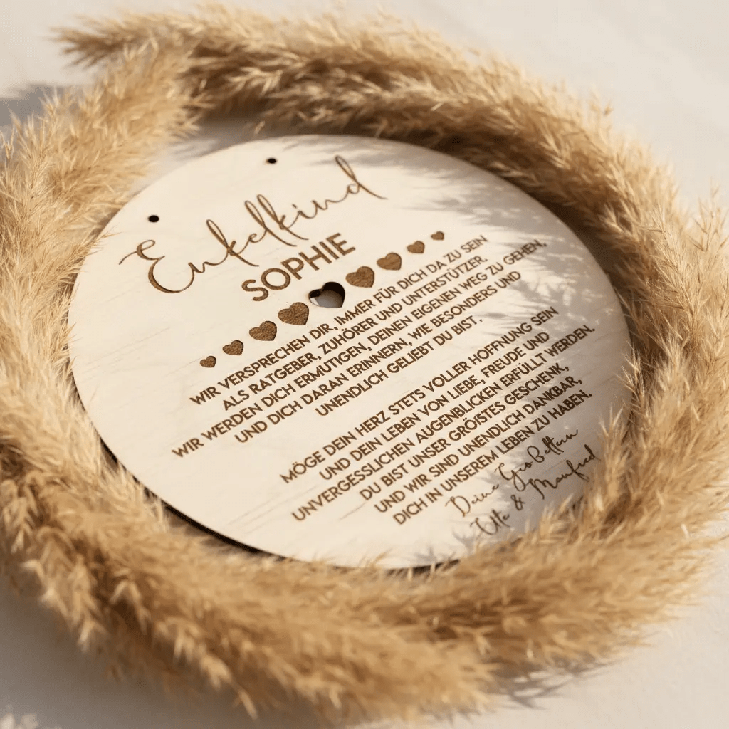 Enkelkind Taufgeschenk aus Holz von Oma Opa - LaserArt Germany