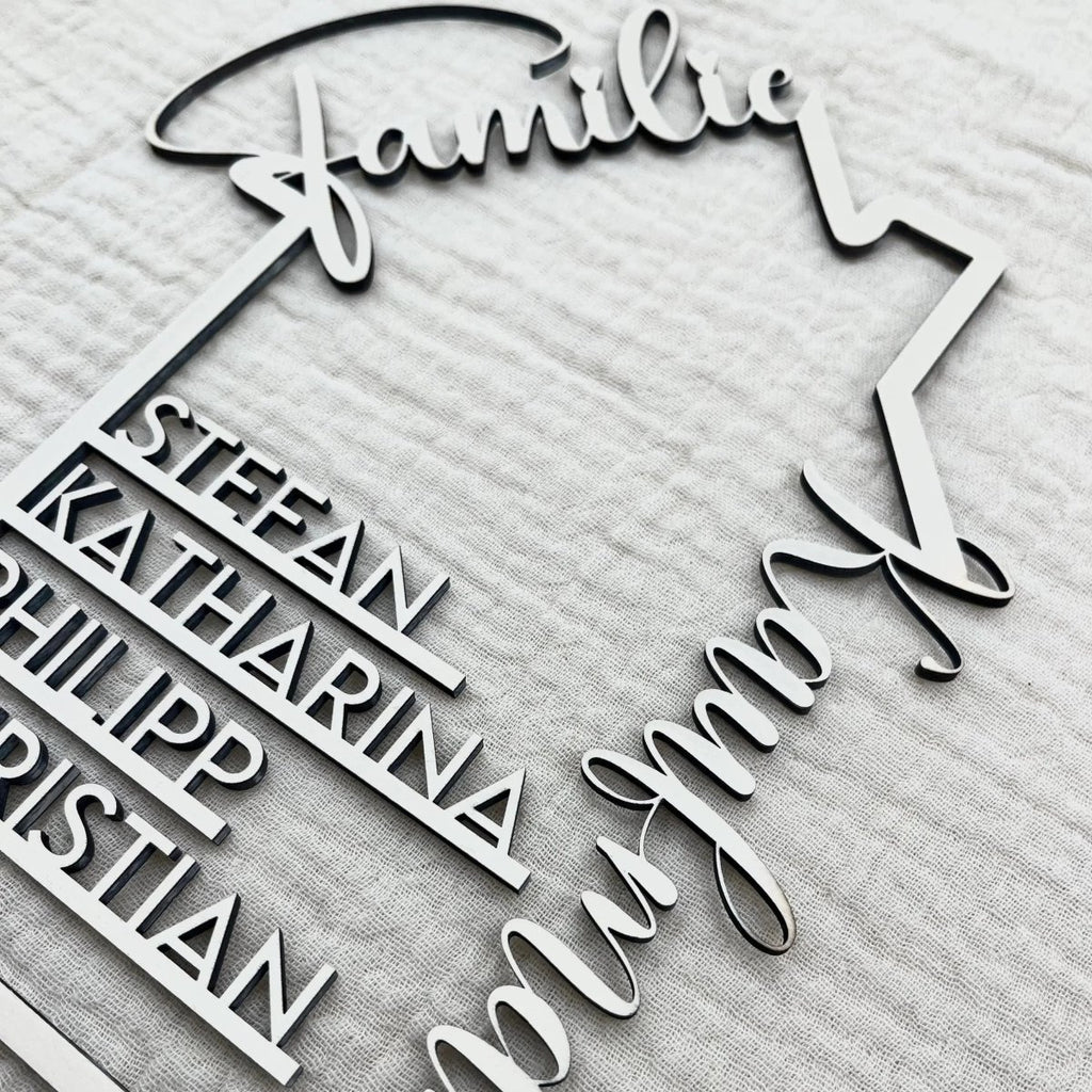 Familie Namensschild | Personalisierbares Geschenk zum Einzug - LaserArt Germany