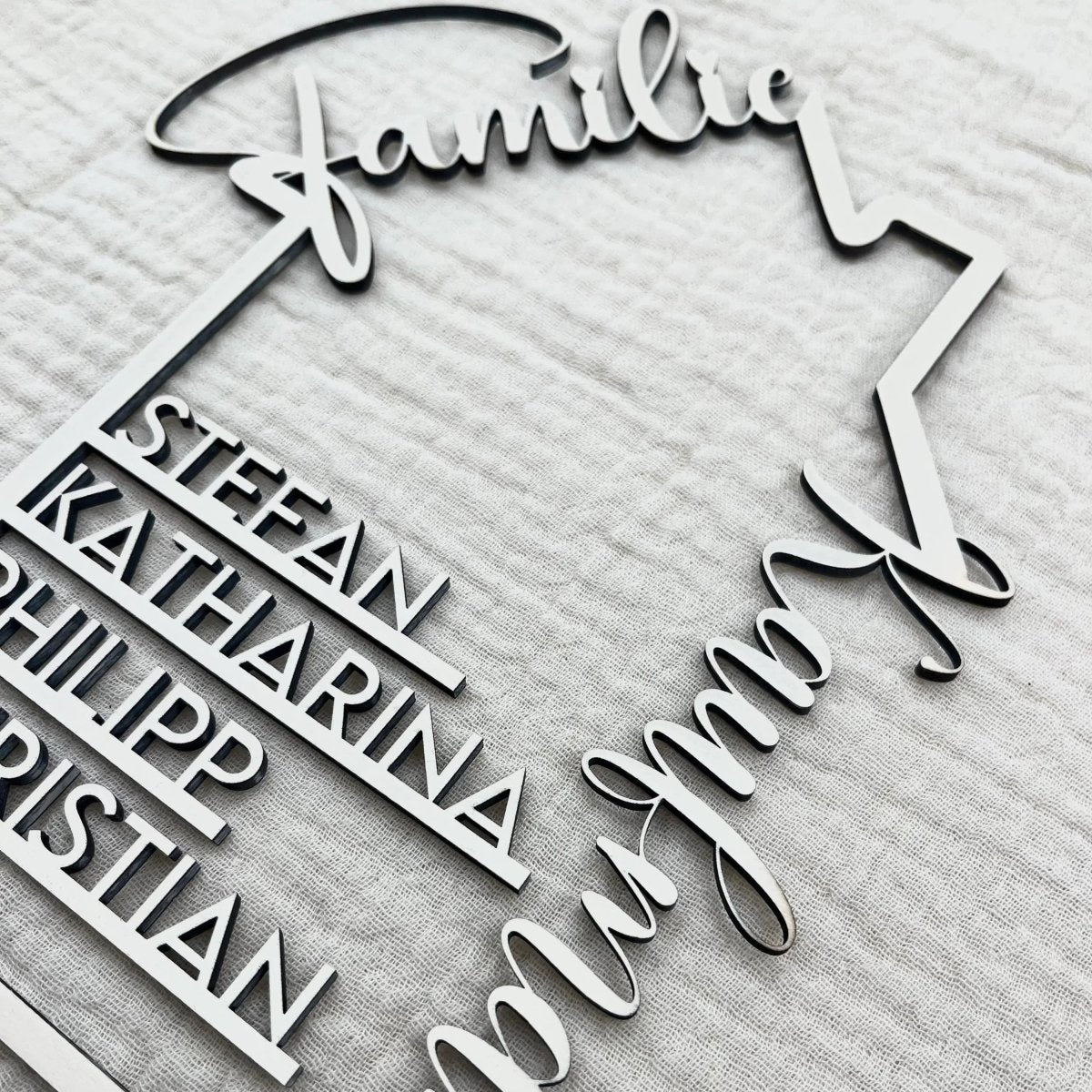 Familie Namensschild | Personalisierbares Geschenk zum Einzug - LaserArt Germany